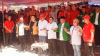 Pera petinggi partai politik saat peresmian Sekretariat Pemenangan Ganjar Presiden 2024 di Kecamatan Tuminting, Kota Manado, Sabtu (7/10/2023). (Foto: JIPS)