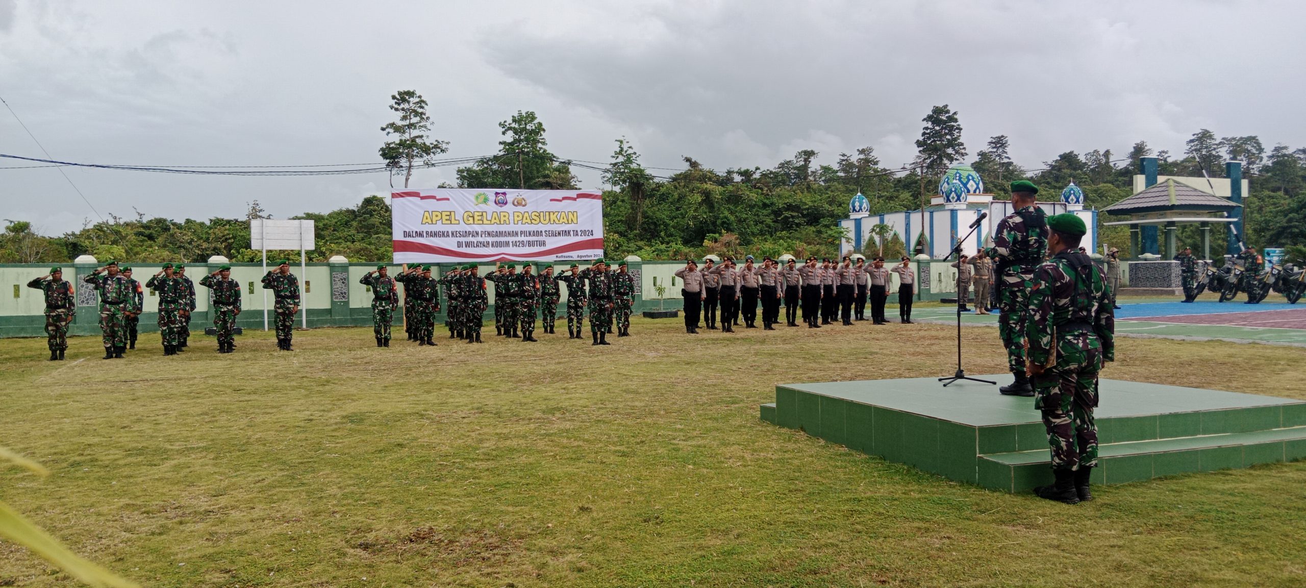 Apel gelar pasukan pengamanan Pilkada serentak di wilayah Kodim 1429/Butur, Rabu 28 Agustus 2024. Foto: Adnan Irham